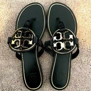 Tory Burch Miller Metal Logo Sandal, Black